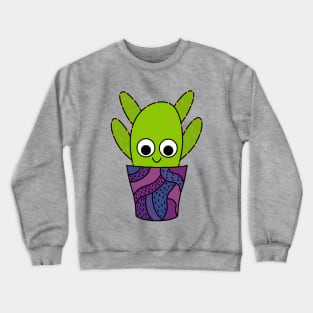 Cute Cactus Design #251: Thorny Cactus In Cute Pottery Crewneck Sweatshirt